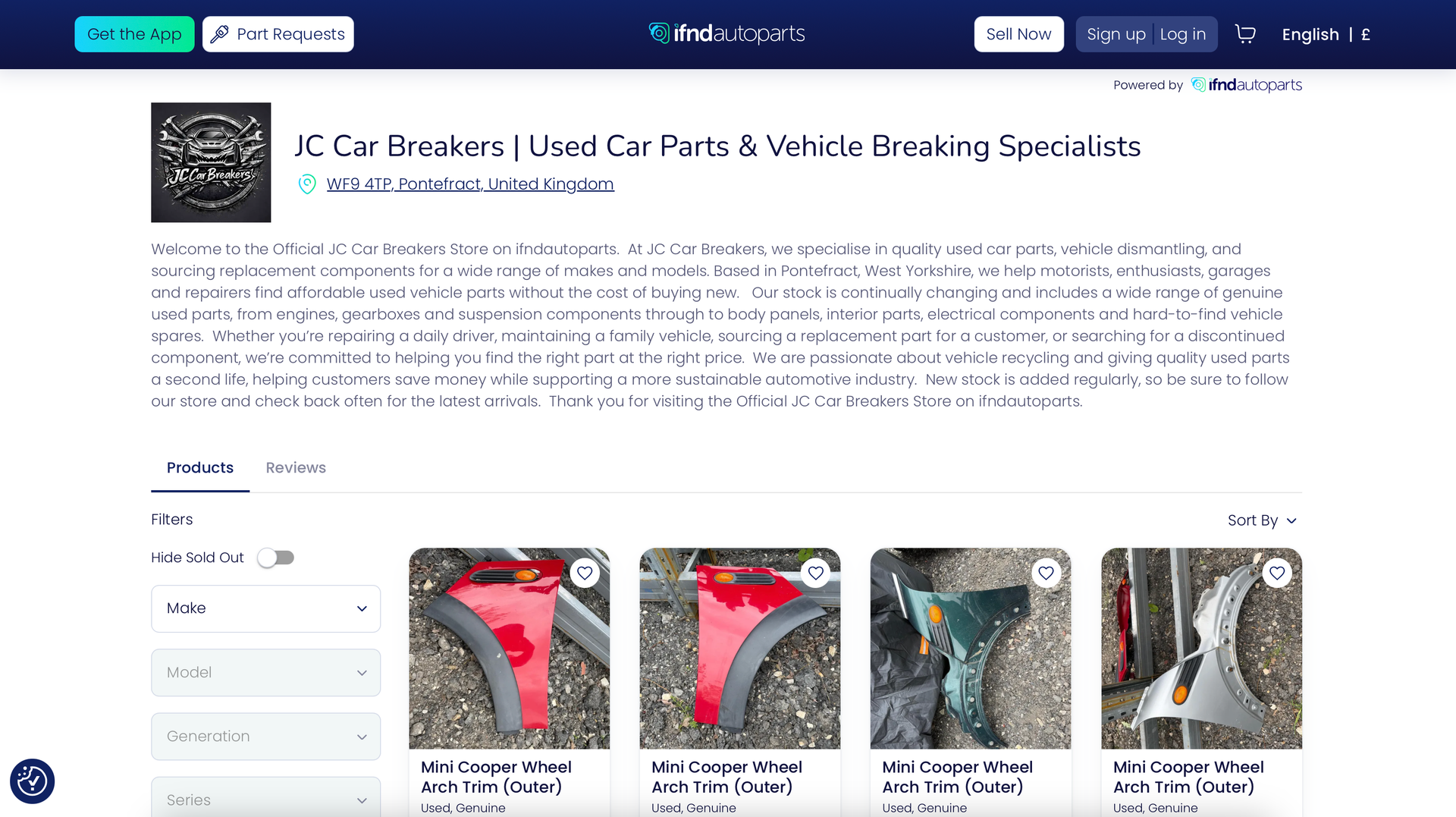 JC Car Breakers store front on ifndautoparts